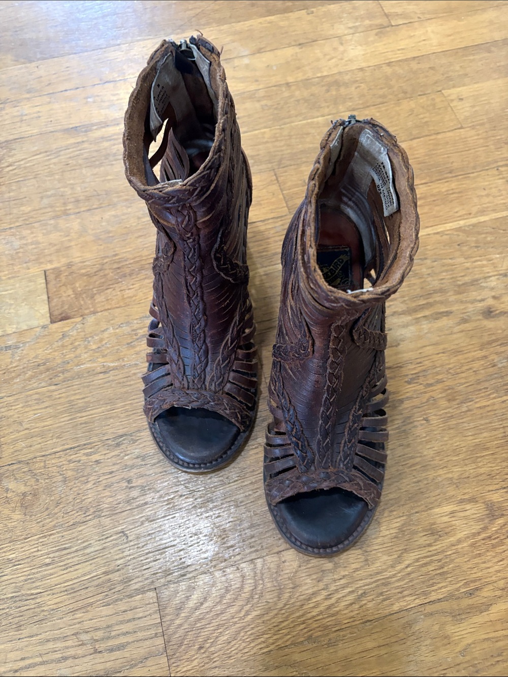 Freebird by Steven Brown Braided Peep-Toe Ankle Booties